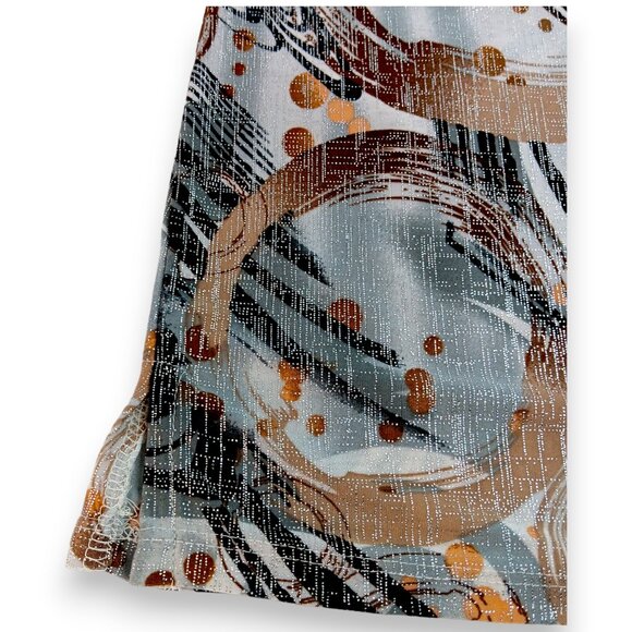 EMILY DANIELS-Women's Top-Brushed Abstract-3/4 Sleeve-SMALL-Black-Gray-Tan-White - Picture 6 of 15